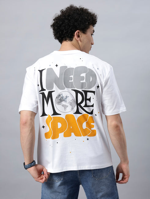 Bold Comfort: Men's Oversize Printed Cotton T-Shirt White